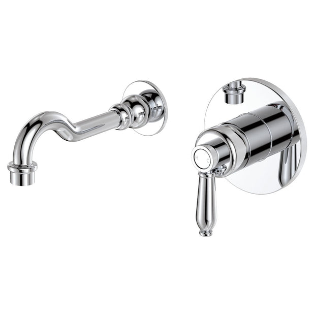 Eleanor Wall Basin/Bath Mixer Set in Chrome / Chrome