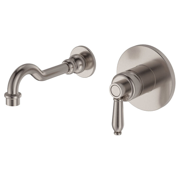 Eleanor Wall Basin/Bath Mixer Set in Brushed Nickel / Brushed Nickel