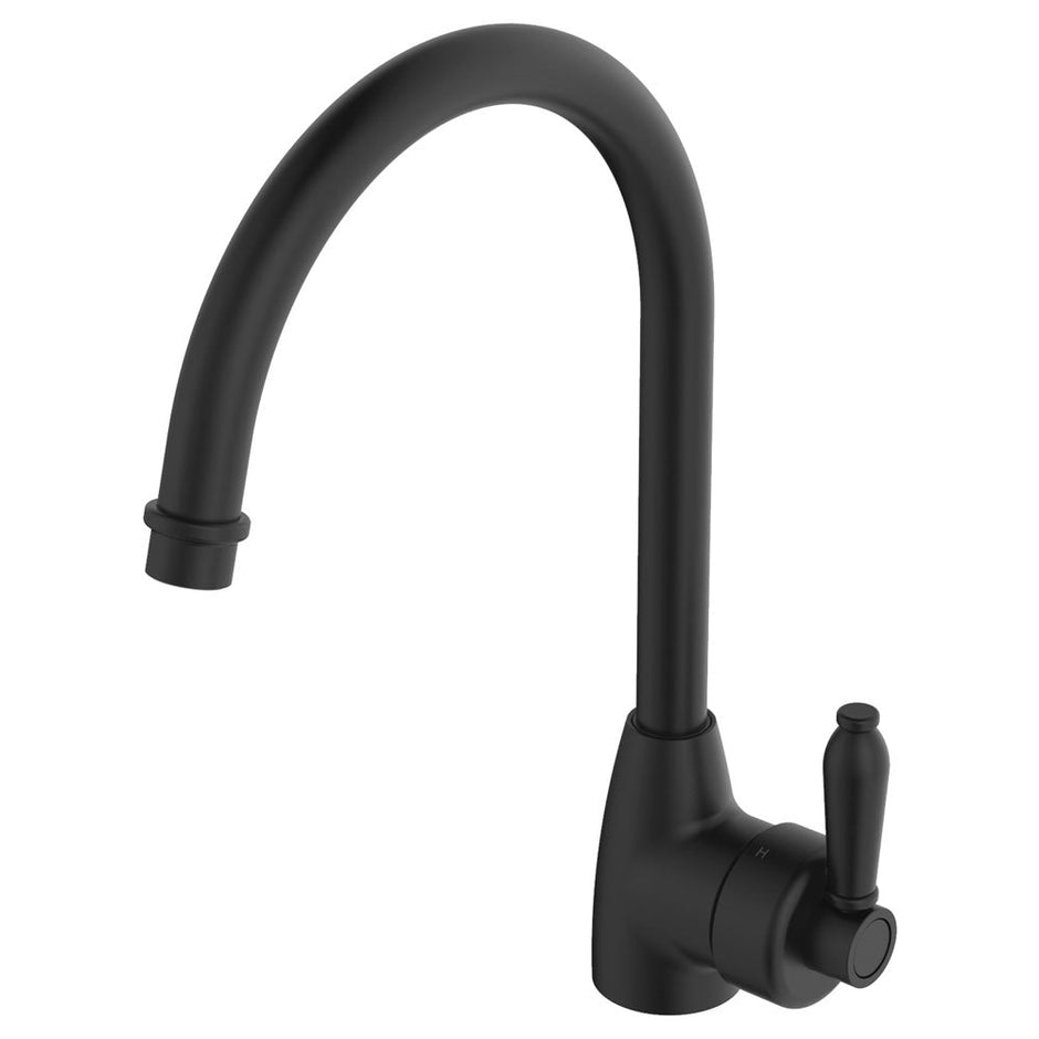 Eleanor Gooseneck Sink Mixer in Matte Black / Matte Black