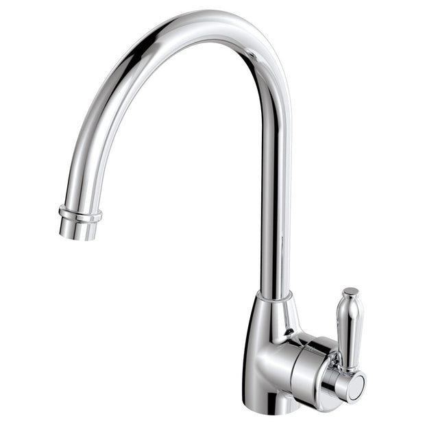 Eleanor Gooseneck Sink Mixer in Chrome / Chrome
