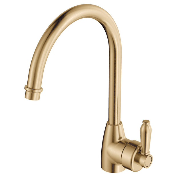 Eleanor Gooseneck Sink Mixer in Urban Brass / Urban Brass