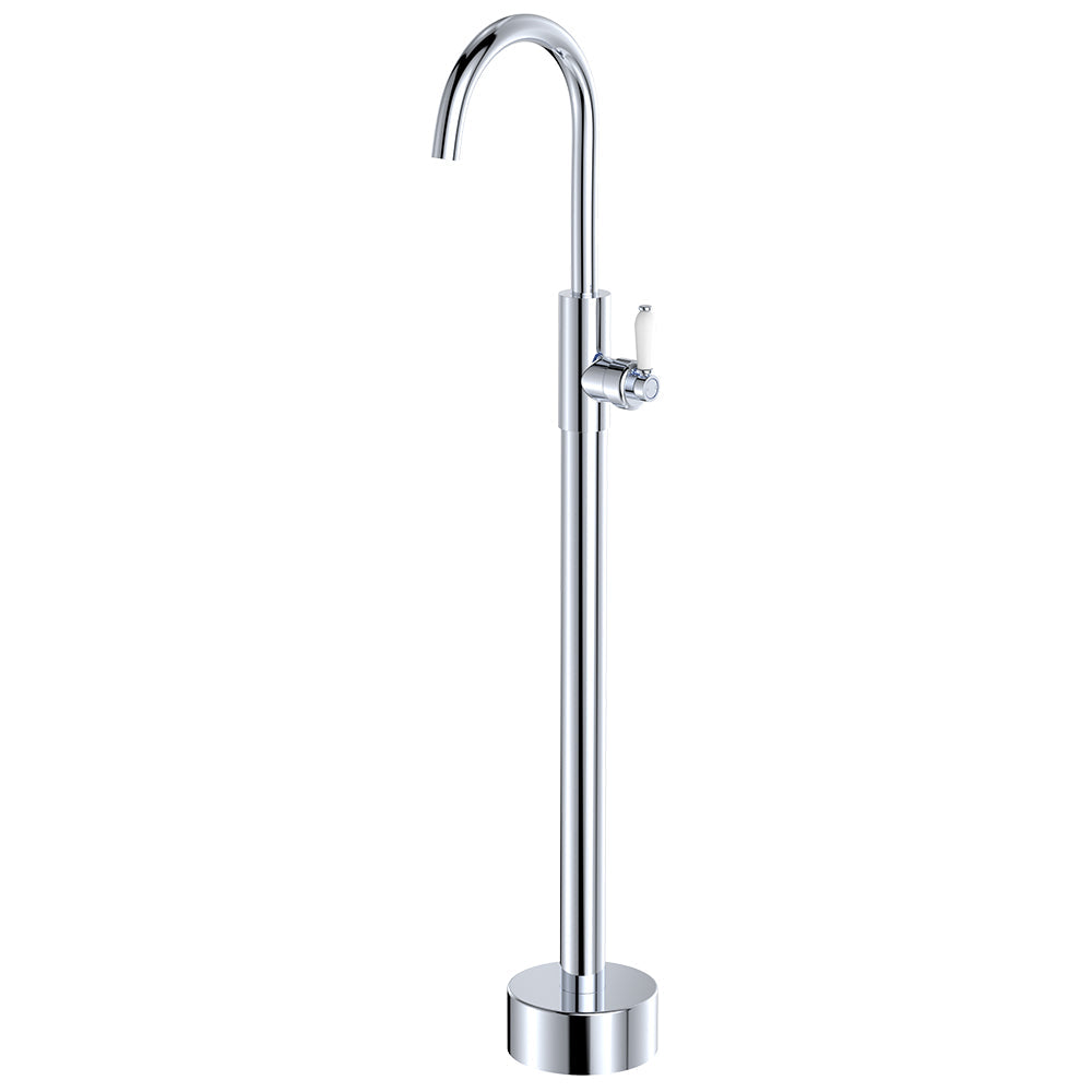 Eleanor Floor Mounted Basin/Bath Mixer in Chrome / Ceramic