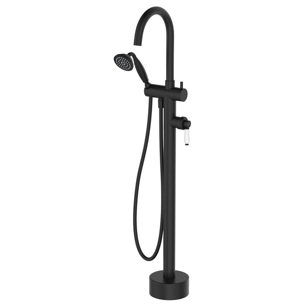 Eleanor Floor Mixer & Shower in Matte Black / Ceramic