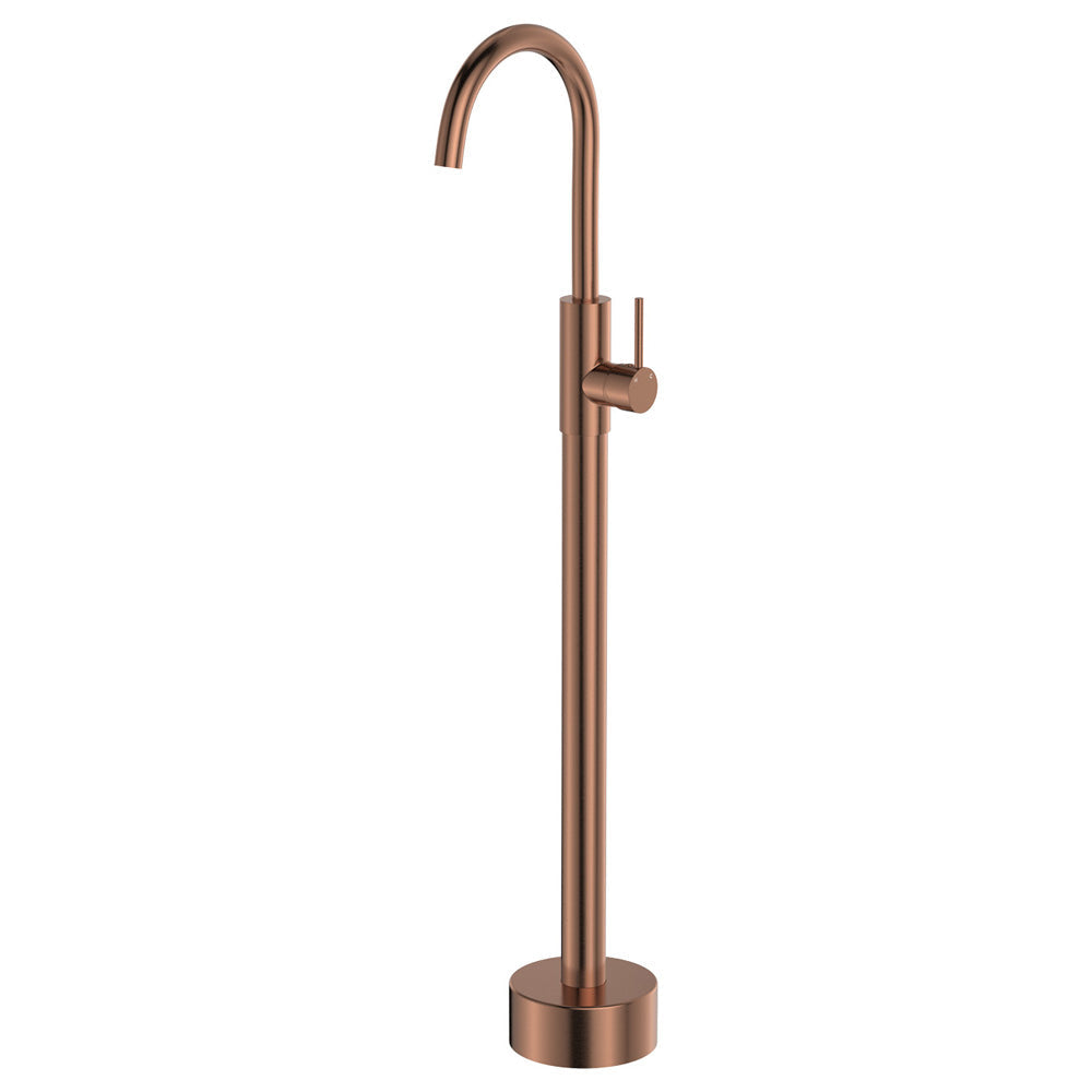 Kaya Floor Mounted Bath Mixer in Brushed Copper