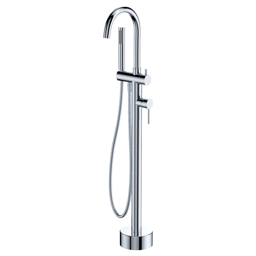 Kaya Floor Mounted Bath Mixer With Hand Shower in Chrome