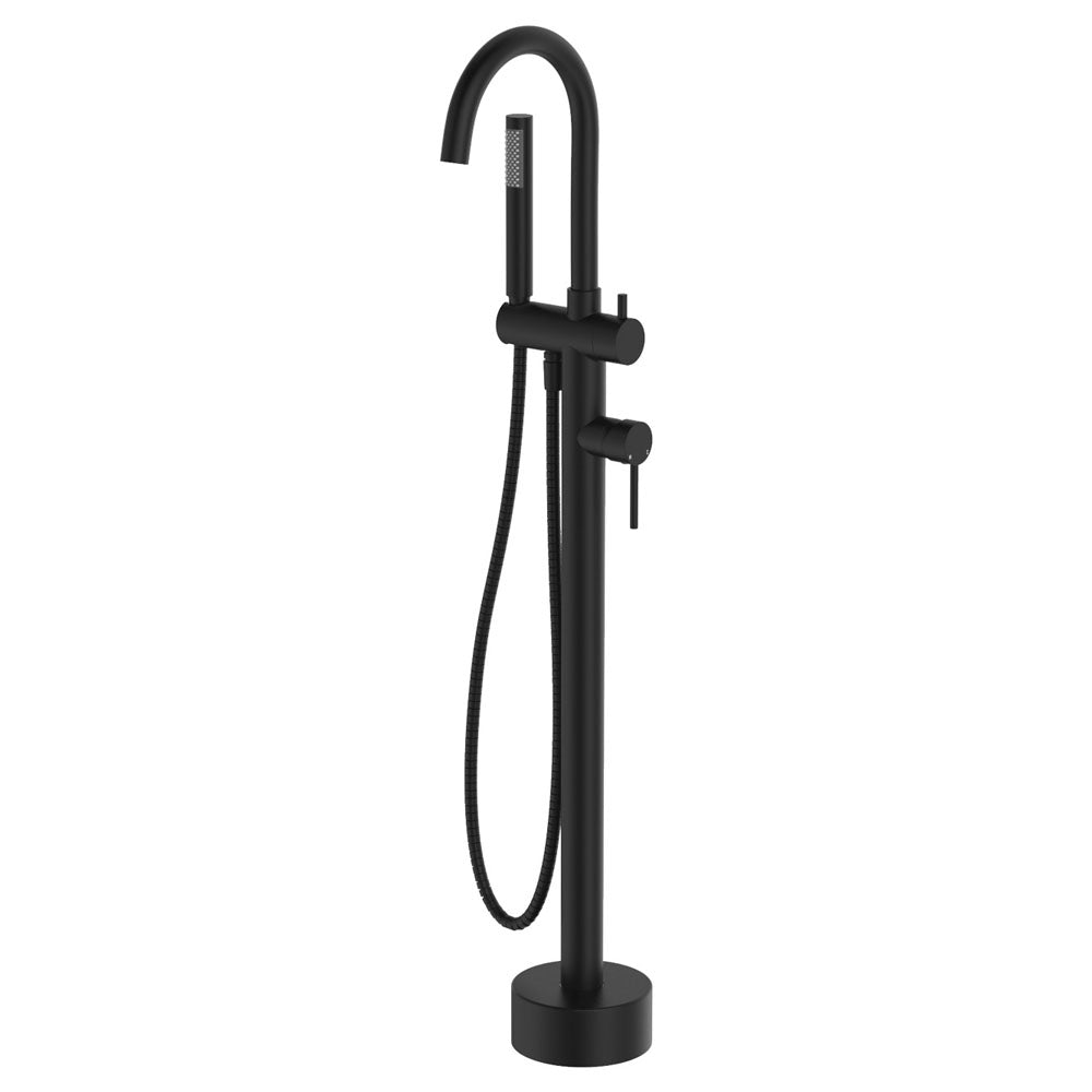 Kaya Floor Mounted Bath Mixer With Hand Shower in Matte Black