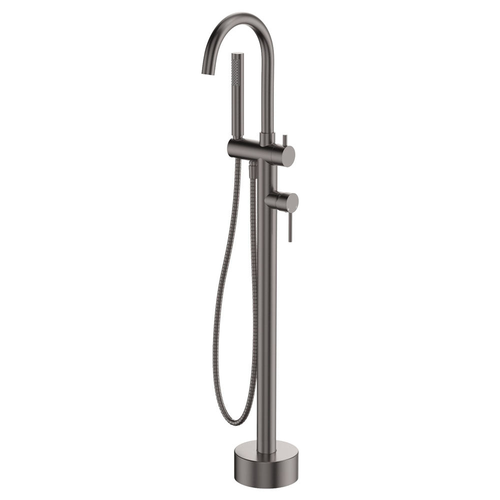 Kaya Floor Mounted Bath Mixer With Hand Shower in Gun Metal