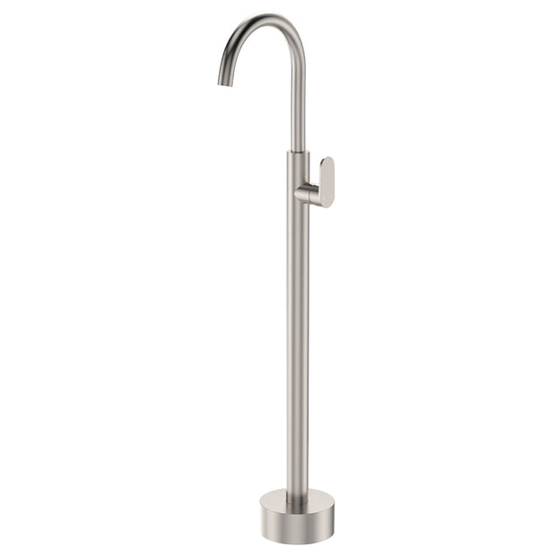 Empire Slim Floor Mounted Basin/Bath Mixer in Brushed Nickel