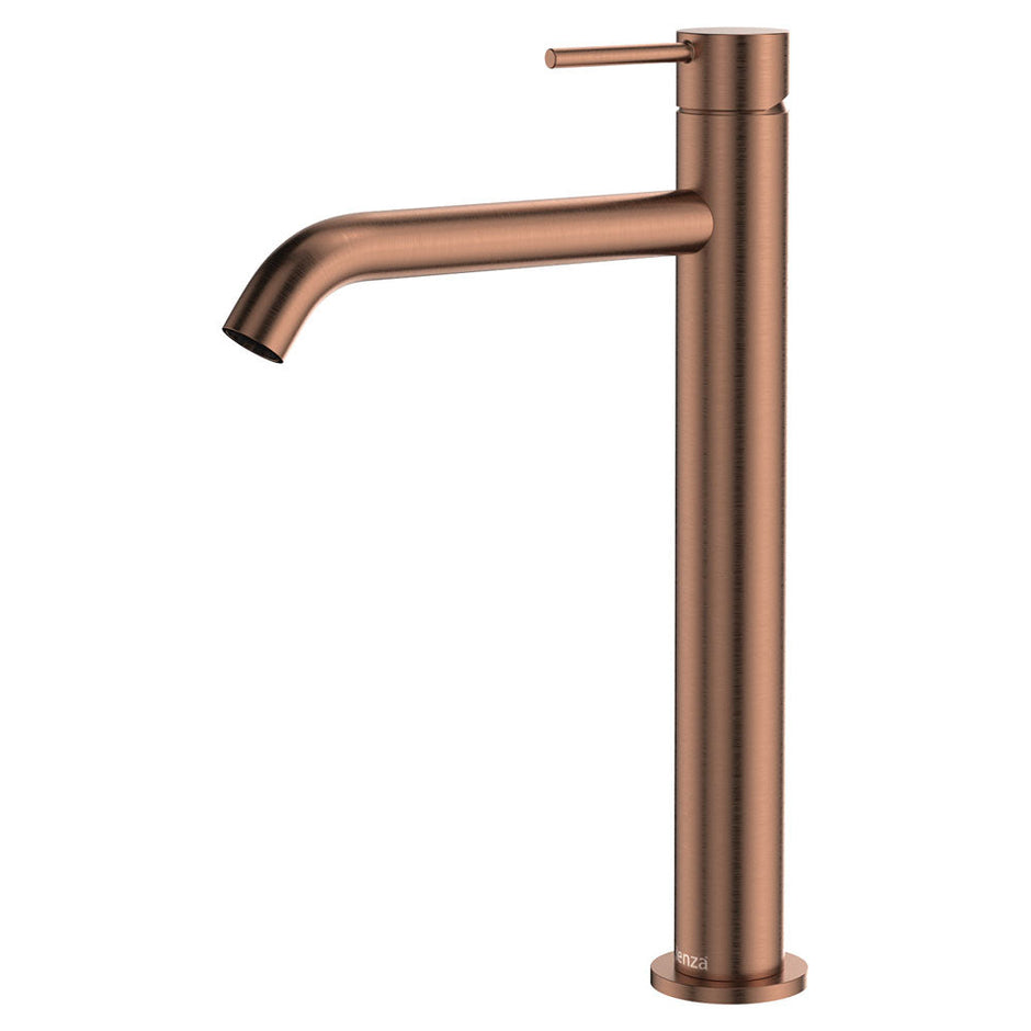 Kaya Tall Basin Mixer in Brushed Copper