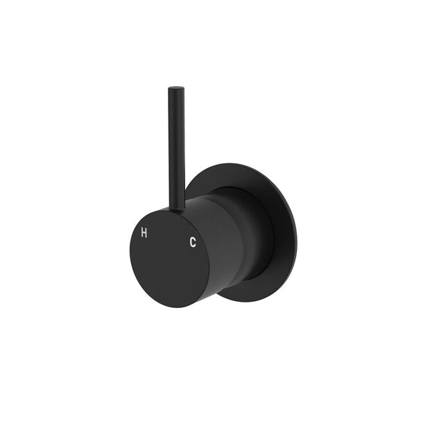 Kaya Up Wall Mixer, Small Round Plate in Matte Black