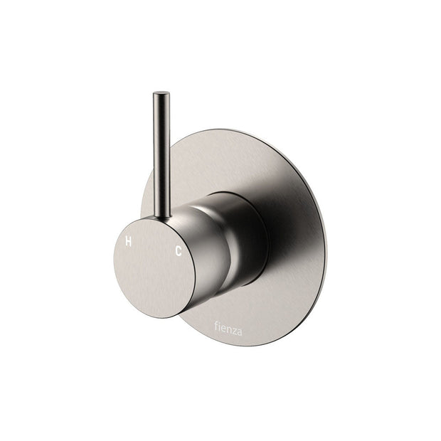 Kaya Up Wall Mixer, Large Round Plate in Brushed Nickel