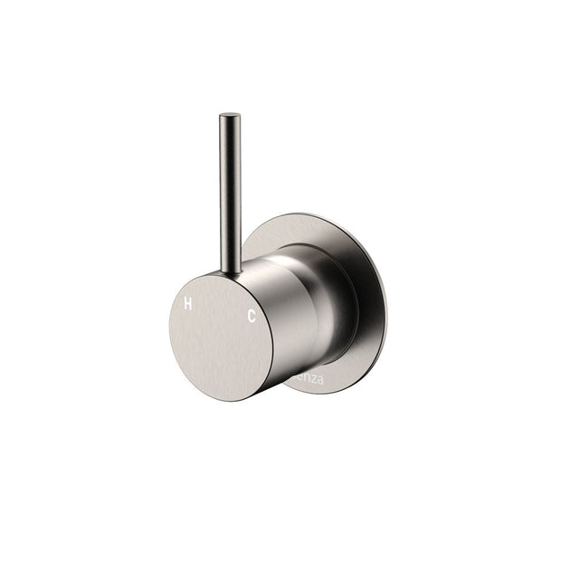Kaya Up Wall Mixer, Small Round Plate in Brushed Nickel