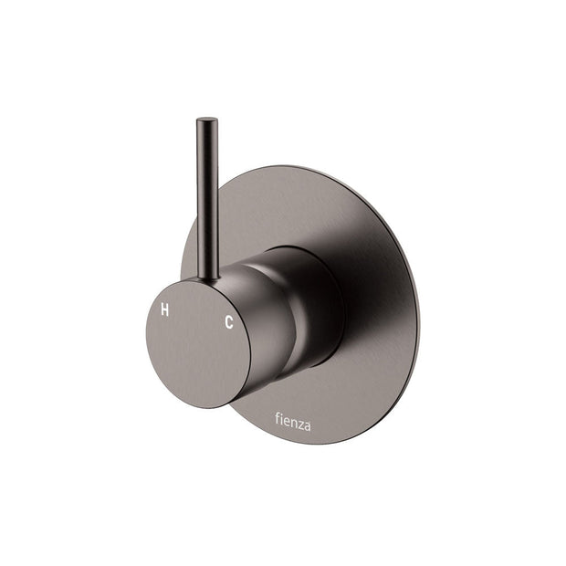 Kaya Up Wall Mixer, Large Round Plate in Gun Metal