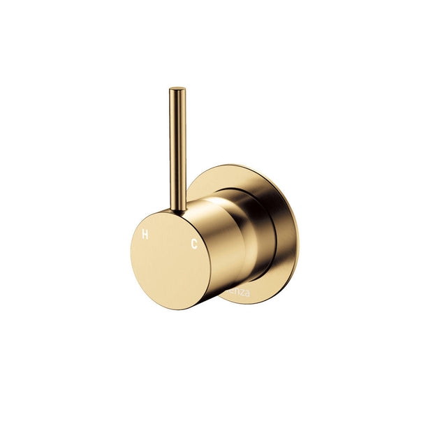 Kaya Up Wall Mixer, Small Round Plate in Urban Brass
