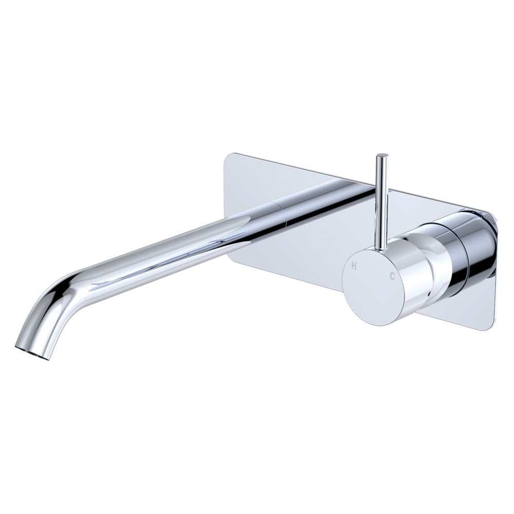Kaya Up Basin/Bath Wall Mixer Set, Rectangular Plate, 200mm Outlet in Chrome