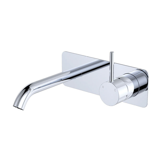 Kaya Up Basin/Bath Wall Mixer Set, Rectangular Plate, 160mm Outlet in Chrome
