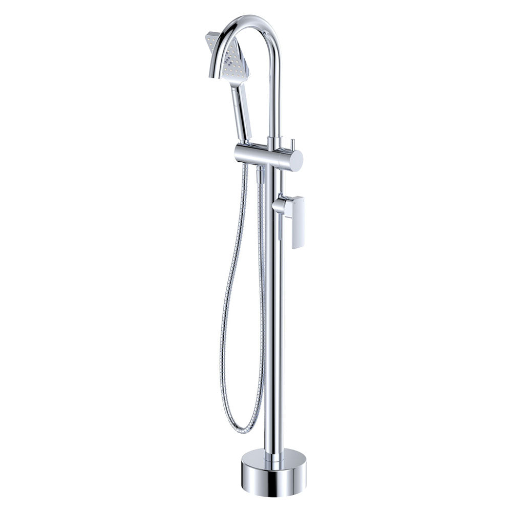 Tono Floor Mounted Bath Mixer With Hand Shower in Chrome