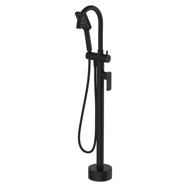Tono Floor Mounted Bath Mixer With Hand Shower in Matte Black