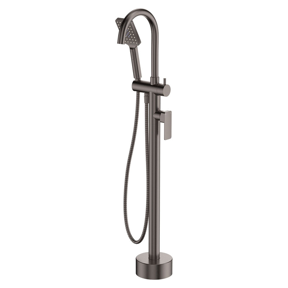 Tono Floor Mounted Bath Mixer With Hand Shower in Gun Metal