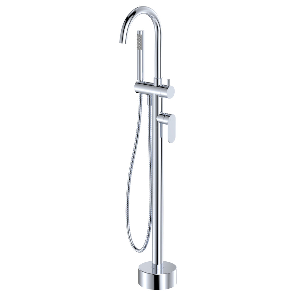 Empire Slim Floor Mounted Bath Mixer with Hand Shower in Chrome