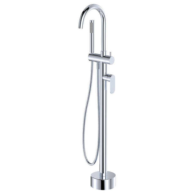 Empire Slim Floor Mounted Bath Mixer with Hand Shower in Chrome