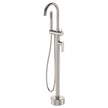 Empire Slim Floor Mounted Bath Mixer with Hand Shower in Brushed Nickel