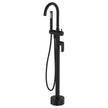 Empire Slim Floor Mounted Bath Mixer with Hand Shower in Matte Black