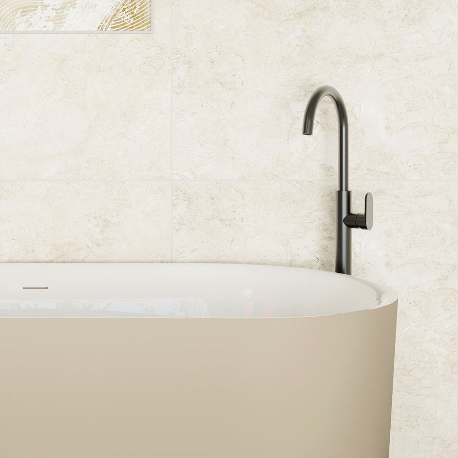 Empire Slim Floor Mounted Bath Mixer with Hand Shower