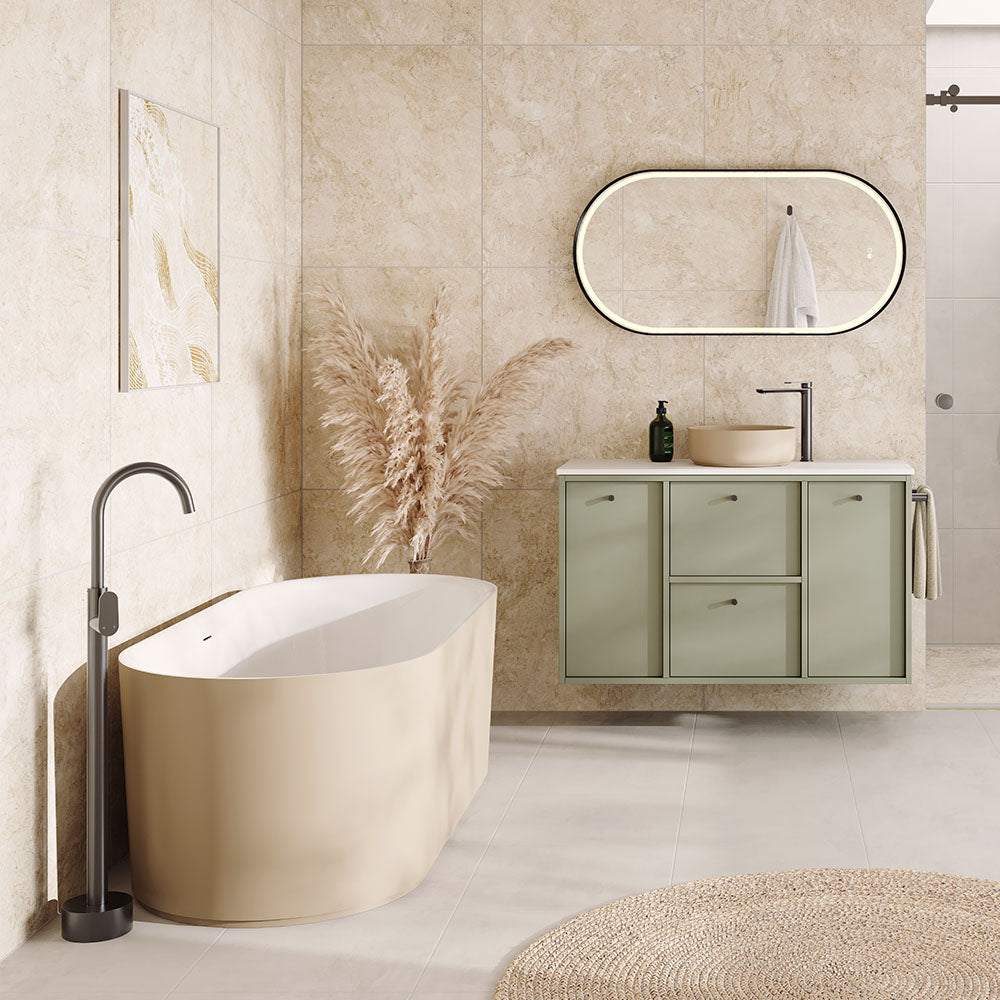 Empire Slim Floor Mounted Bath Mixer with Hand Shower