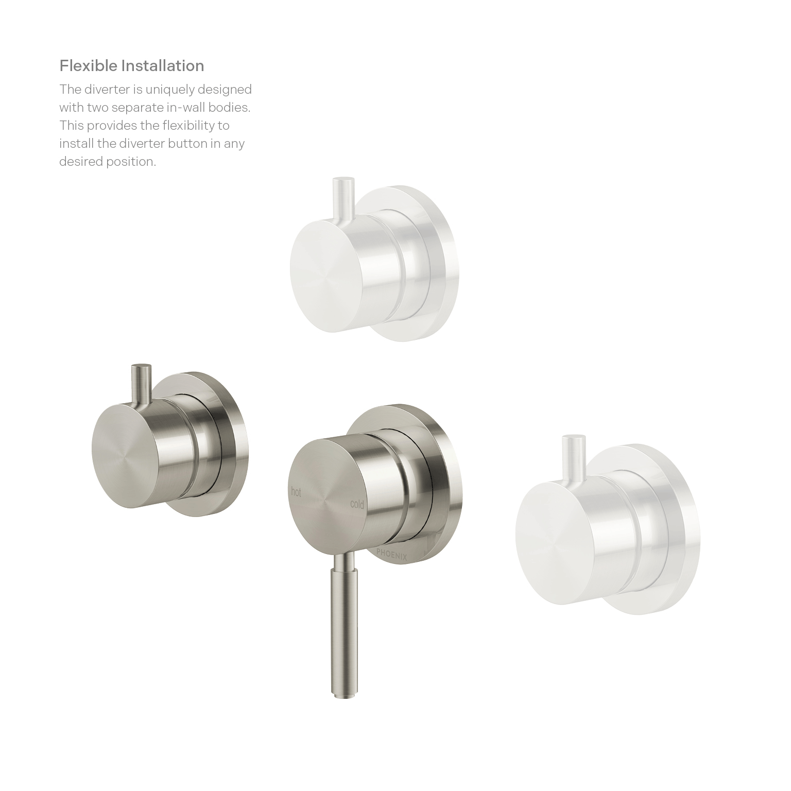 Phoenix SwitchMix Shower / Bath Diverter Mixer Rough-In Kit with Flexible Button