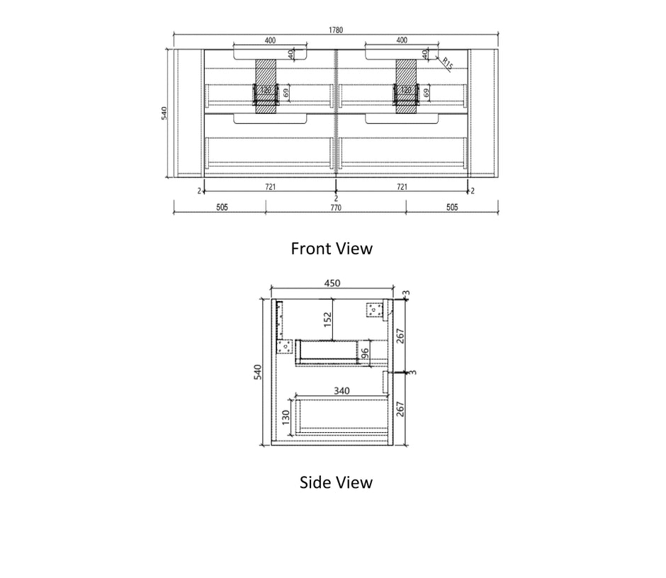 Aulic Curva Wall Hung 1800mm wall hung vanity