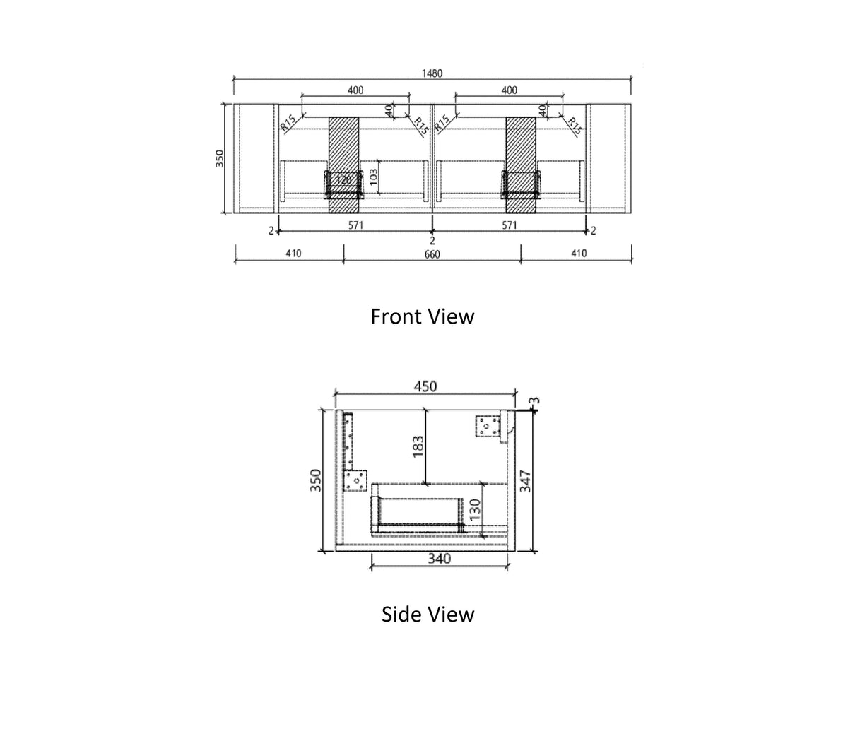 Aulic Savio Wall Hung 1500mm wall hung vanity
