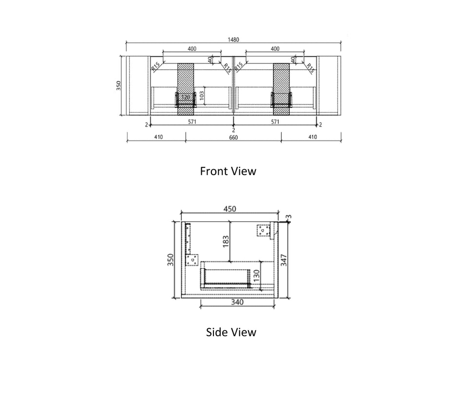 Aulic Savio Wall Hung 1500mm wall hung vanity