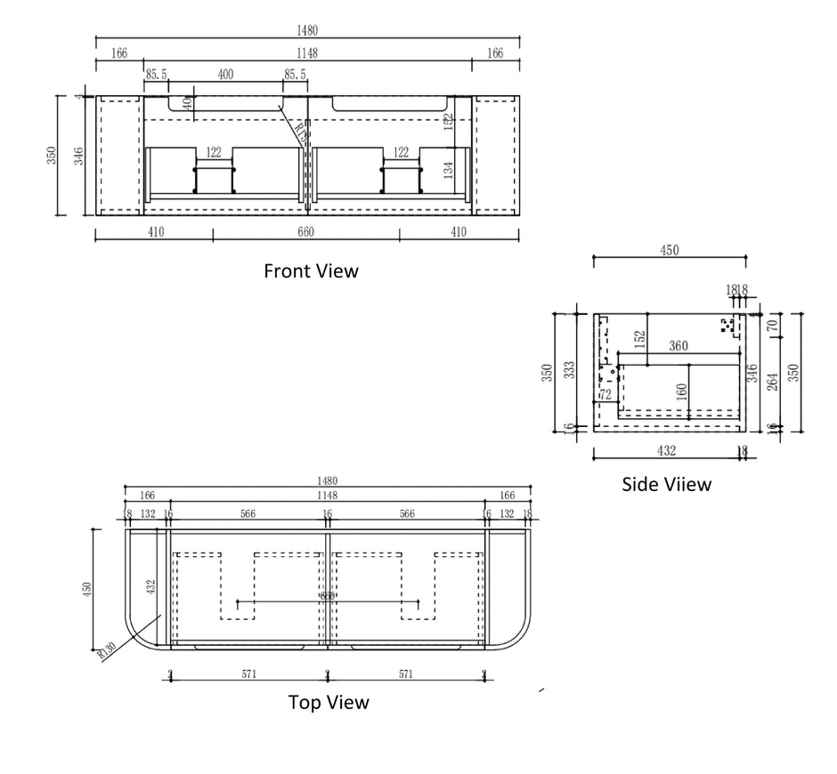 Aulic Carita Wall Hung 1500mm wall hung vanity