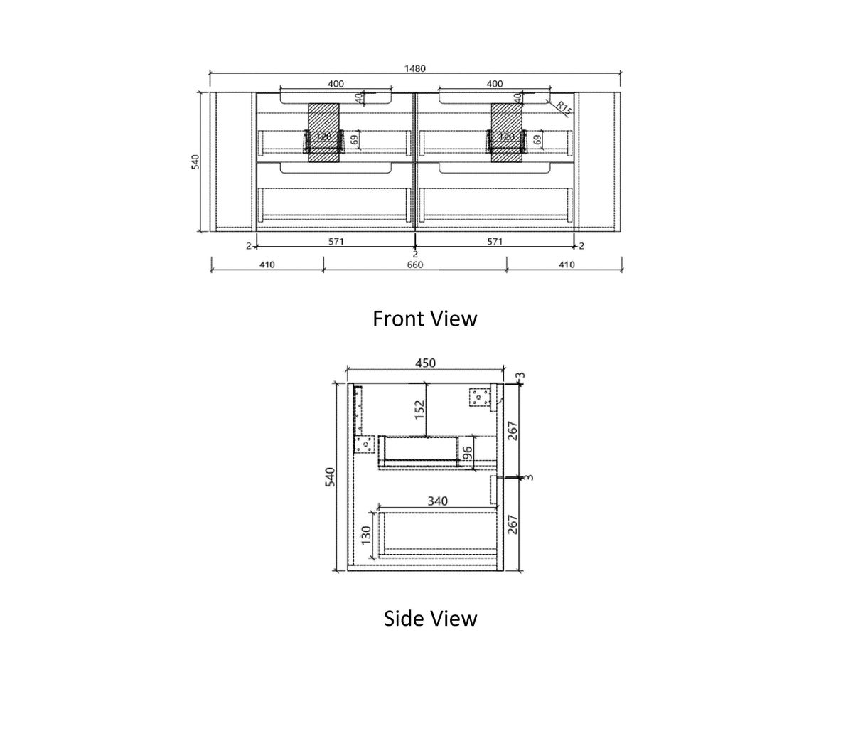 Curva Wall Hung 1500mm
