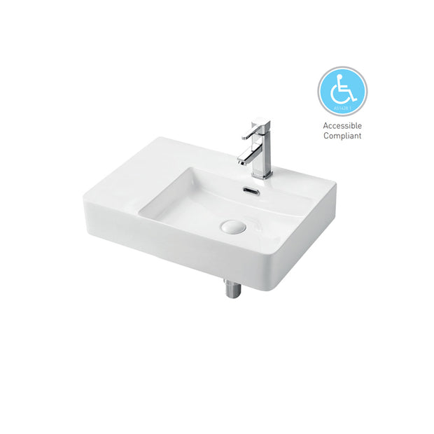 Zenmo Urbano Wall Hung Basin Right Hand Bowl in Gloss White