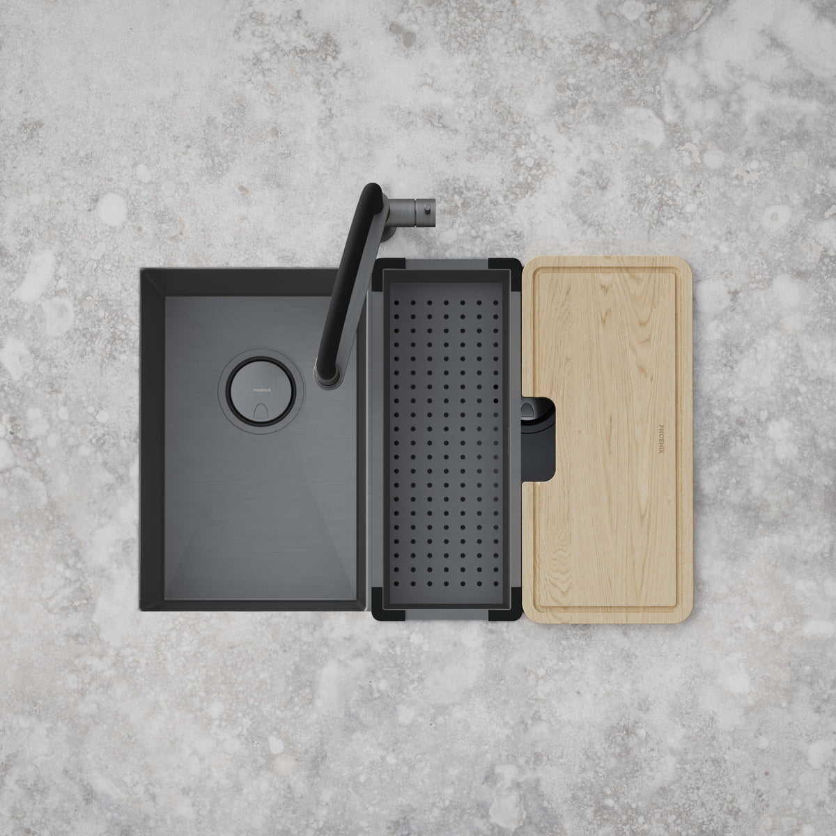 4000 Series 1 and 3/4 Right Hand Bowl Sink - Brushed Carbon