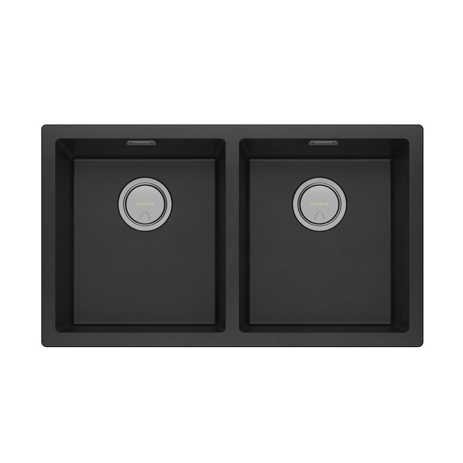 Phoenix 5000 Series Double Bowl Sink, Matte Black undermount basin