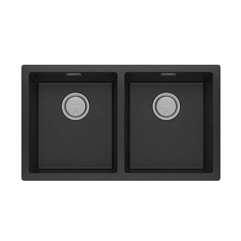 Phoenix 5000 Series Double Bowl Sink, Matte Black undermount basin