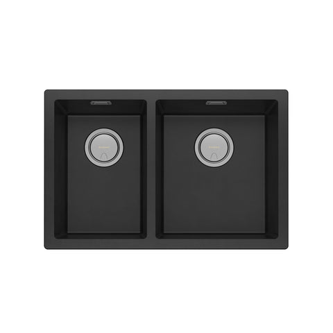 Phoenix 5000 Series 1 and 3/4 Right Hand Bowl Sink, Matte Black undermount basin
