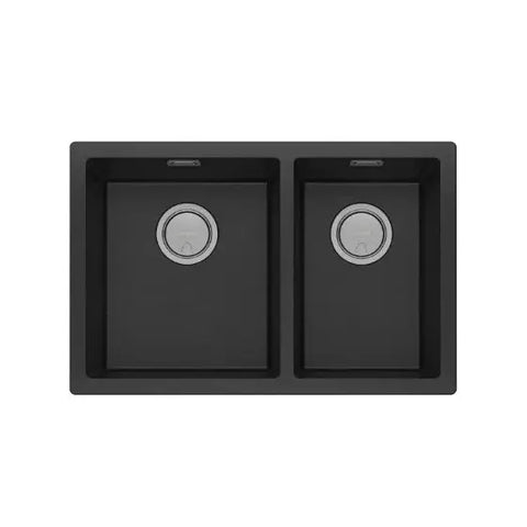 Phoenix 5000 Series 1 and 3/4 Left Hand Bowl Sink, Matte Black undermount basin