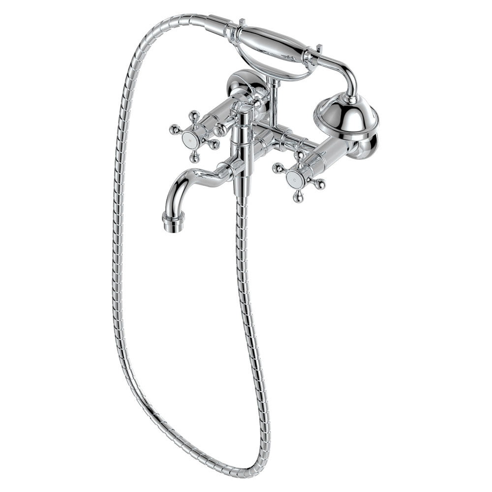 Lillian Exposed Bath Tap Set with Hand Shower in Chrome