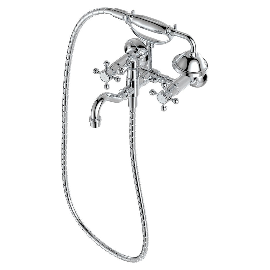 Lillian Exposed Bath Tap Set with Hand Shower in Chrome