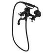 Lillian Exposed Bath Tap Set with Hand Shower in Matte Black