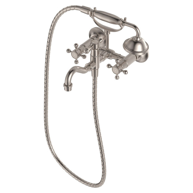 Lillian Exposed Bath Tap Set with Hand Shower in Brushed Nickel