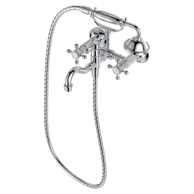 Lillian Exposed Bath Tap Set with Hand Shower in Chrome