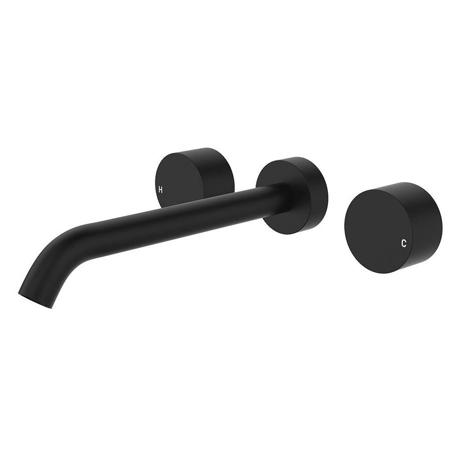 Kaya Wall Set, Round Taps, 220mm Outlet in Matte Black