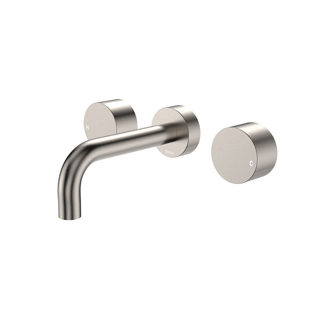 Kaya Wall Set, Round Taps, 130mm Outlet in Brushed Nickel