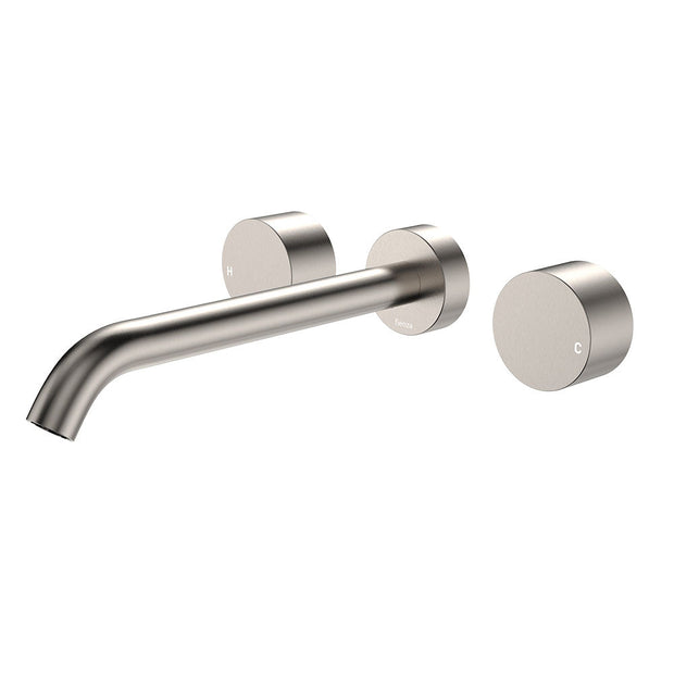 Kaya Wall Set, Round Taps, 220mm Outlet in Brushed Nickel