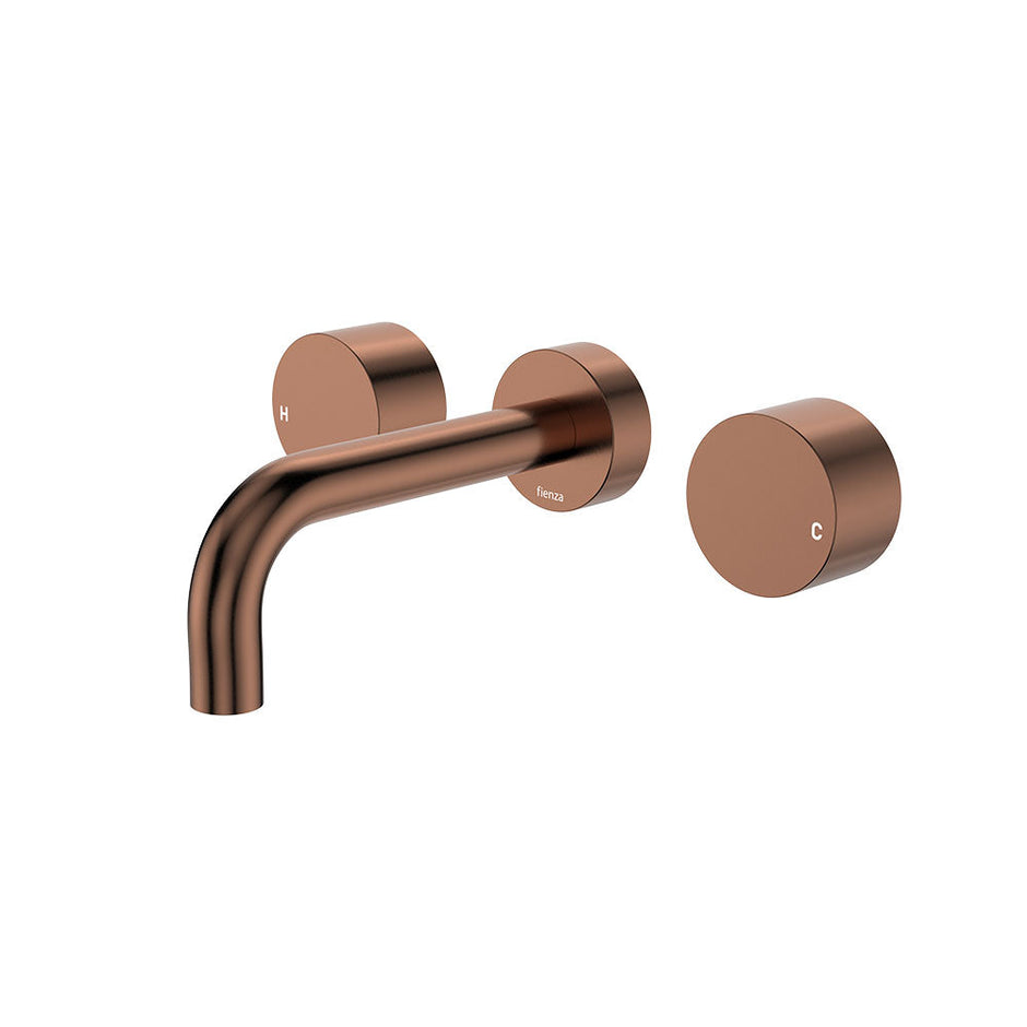 Kaya Wall Set, Round Taps, 130mm Outlet in Brushed Copper